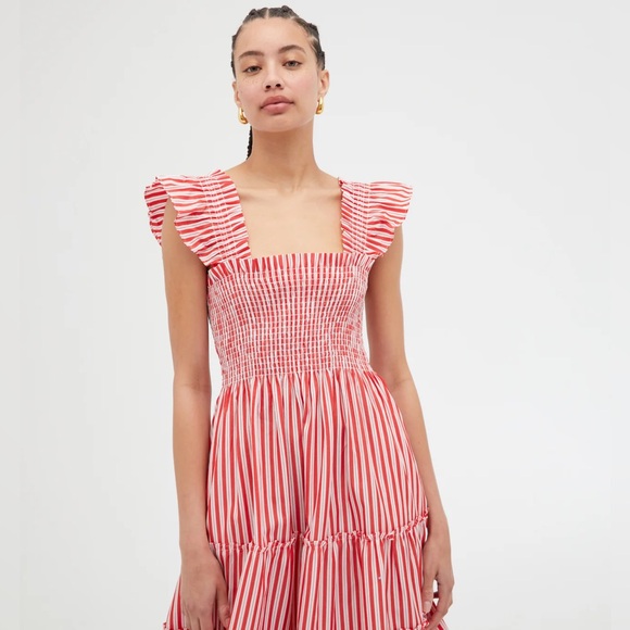 Hill House Home The Ellie Nap Dress Red Stripe Size Medium - Picture 13 of 15